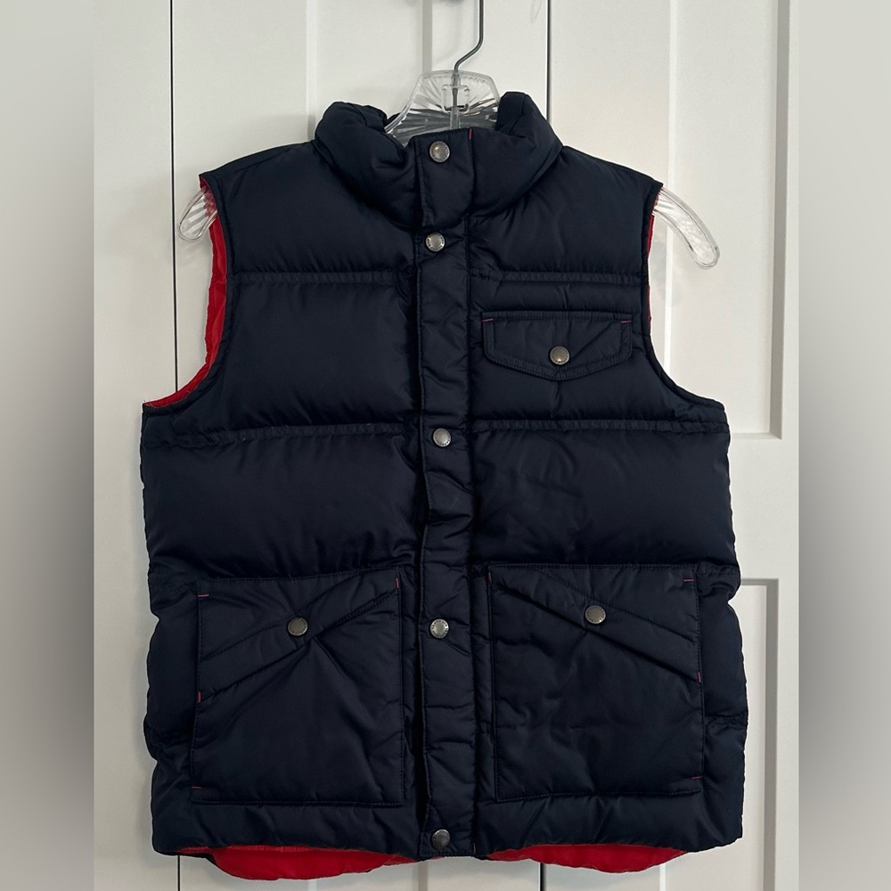 Lands' End Kids Navy and Red Down Puffer Vest‎ 10/12 EUC